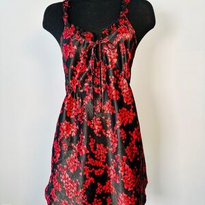 Vtg Heart Sexy Ruffled  Valentines Chemise Red Black Sexy Negligee L